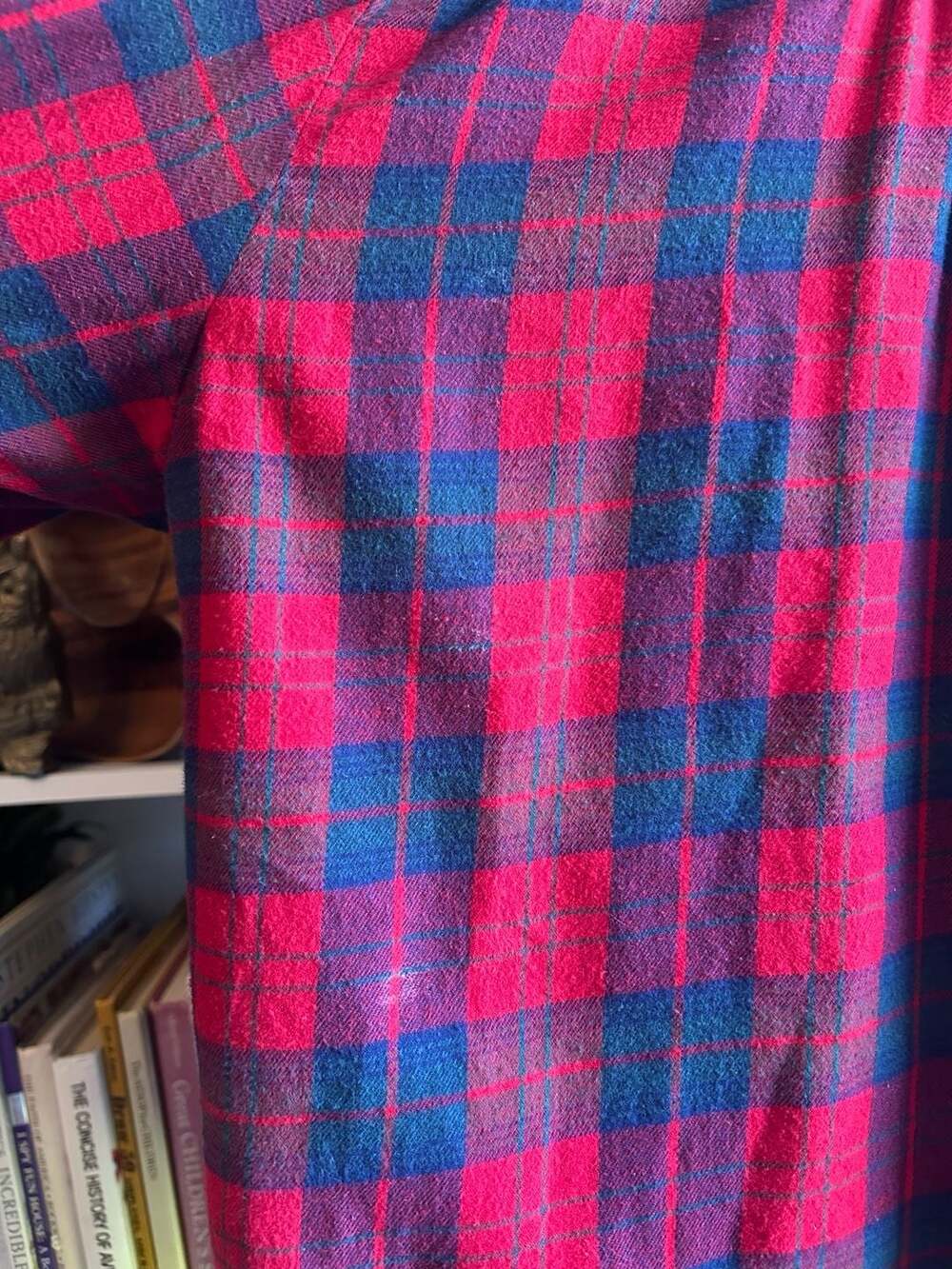 Lands' End Flannel Shirt Size 2X womens Red Blue Plaid Button Down - Picture 5 of 10